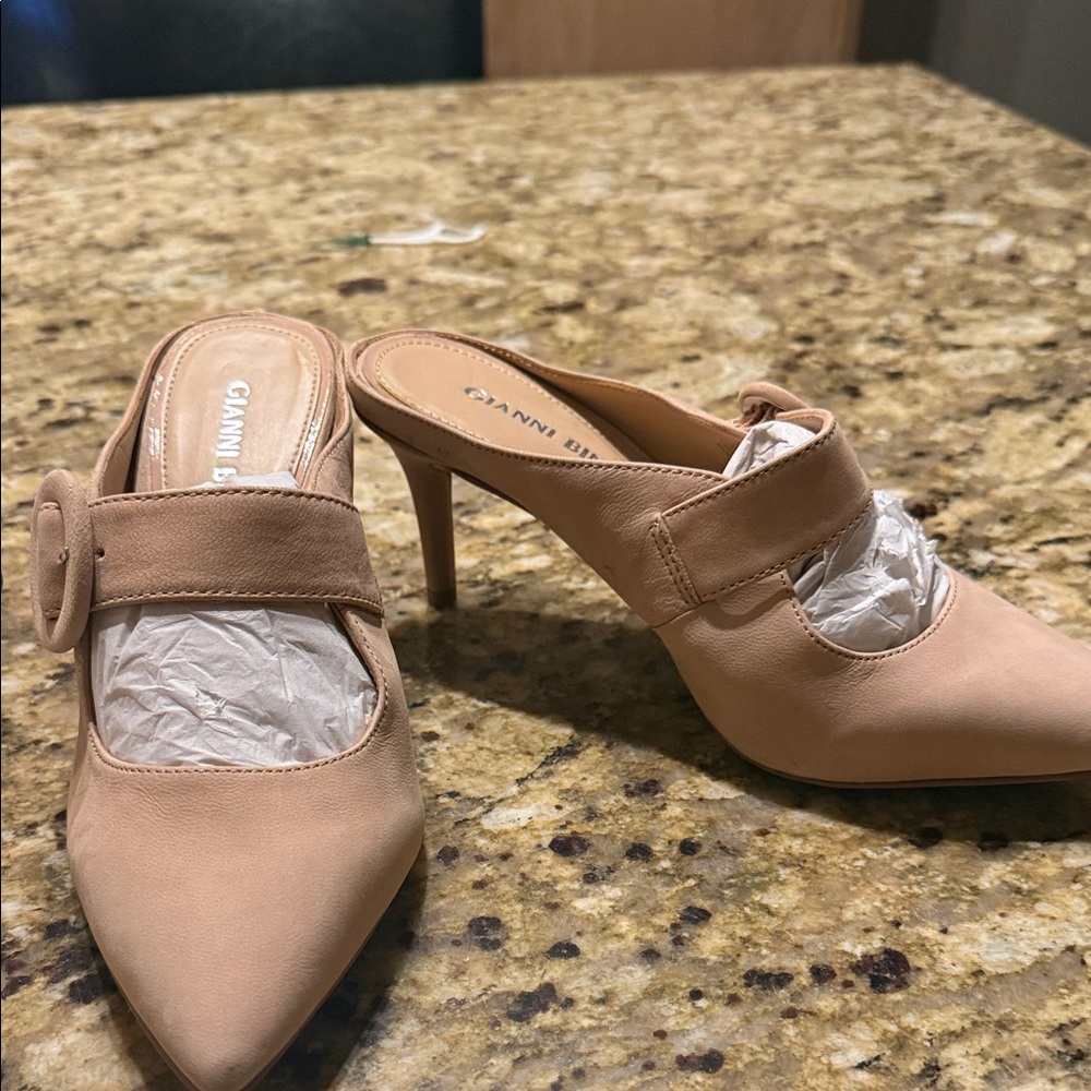 Ganni Tan Pointed Toe Heels